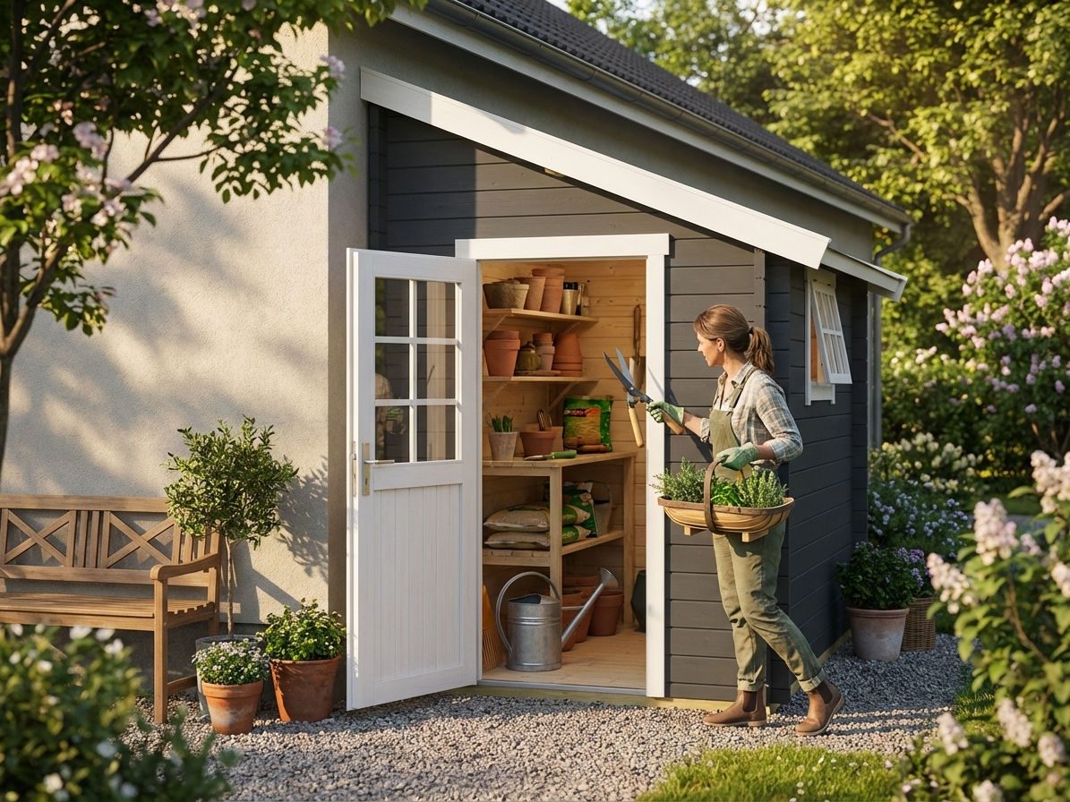 Wooden Lean-to Shed in Dark Grey, Nordic Spruce construction - view 3