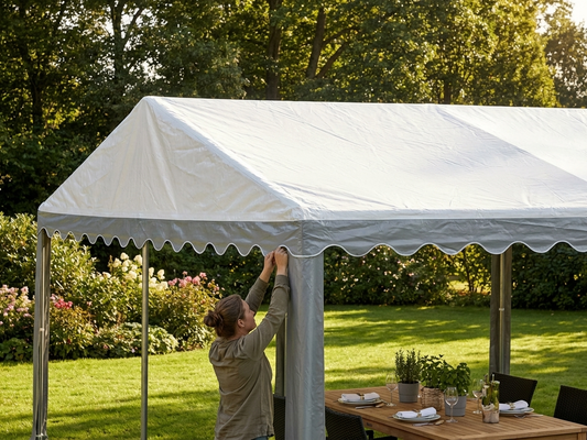 Marquee roof cover in white and grey PVC, 4x6 meters
