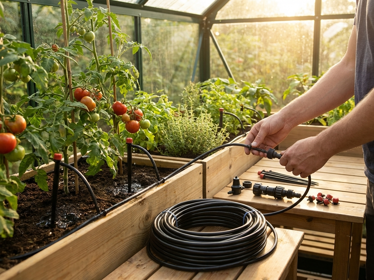 Black Greenhouse Irrigation Kit with 10 m Polypropylene Tube
