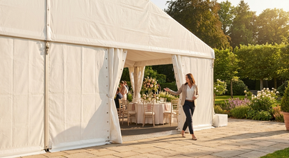 PVC Endwall in white, 5m size, strong and weather-resistant