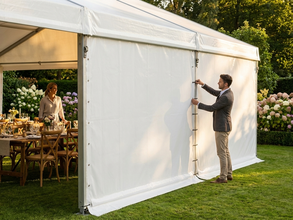 White polyethylene marquee sidewalls for outdoor events - product detail