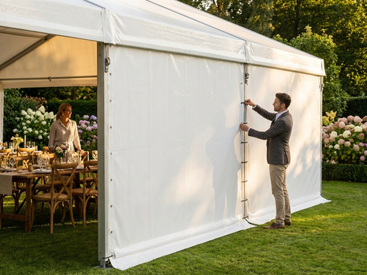 White polyethylene marquee sidewalls for outdoor events - product detail