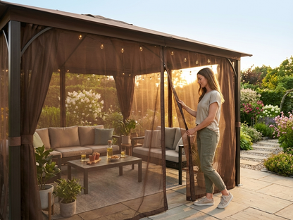 Mesh curtain for gazebo, 3x3m, brown
