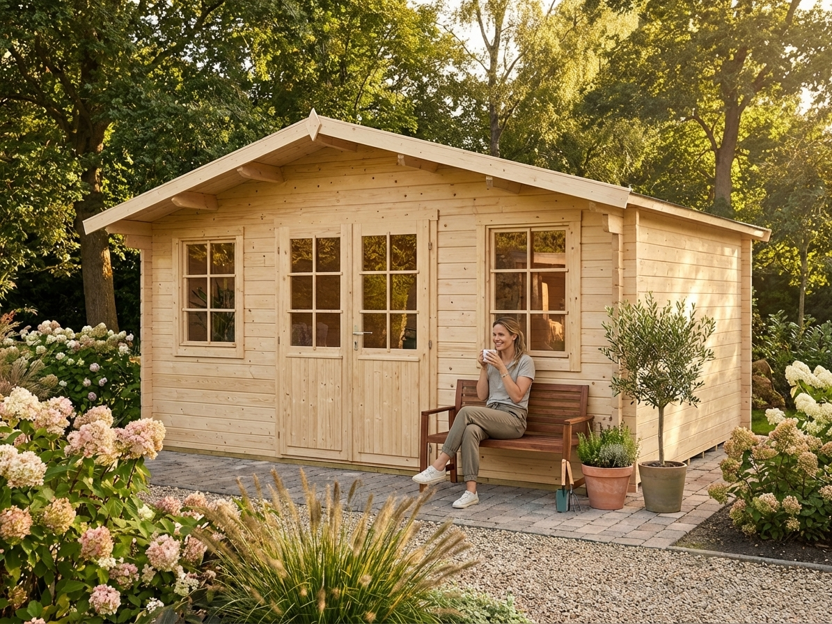 Natural Wooden Cabin for garden retreat made from Nordic Spruce