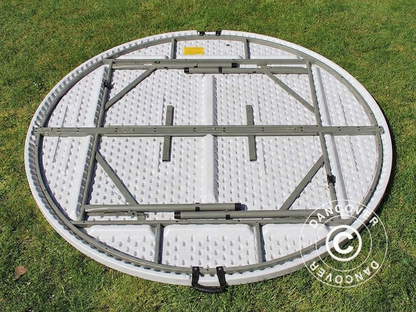Round folding table in light grey, Ø183 cm, suitable for indoor and outdoor use