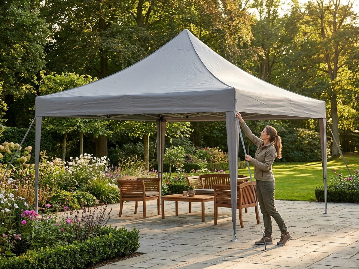 Grey gazebo roof cover made of polyester and PVC - product detail