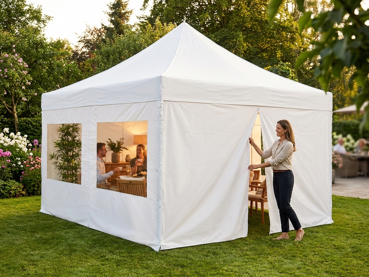 White sidewall kit 6x6m for gazebo with PVC-backed polyester - view 3