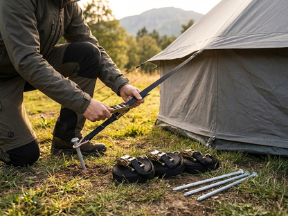 High-strength steel storm pegs and straps for outdoor events - product detail