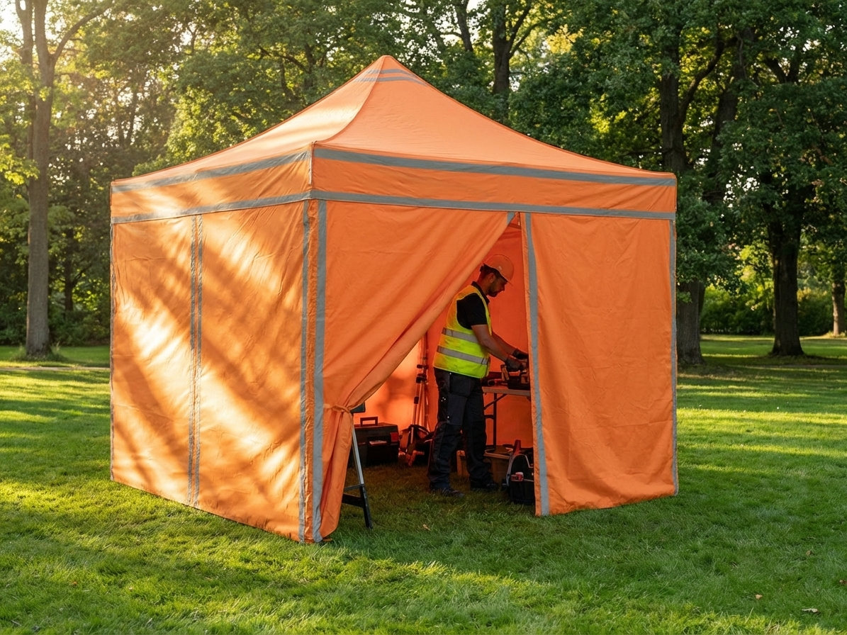 Orange pop-up gazebo 3x3 m with aluminium frame for outdoor use