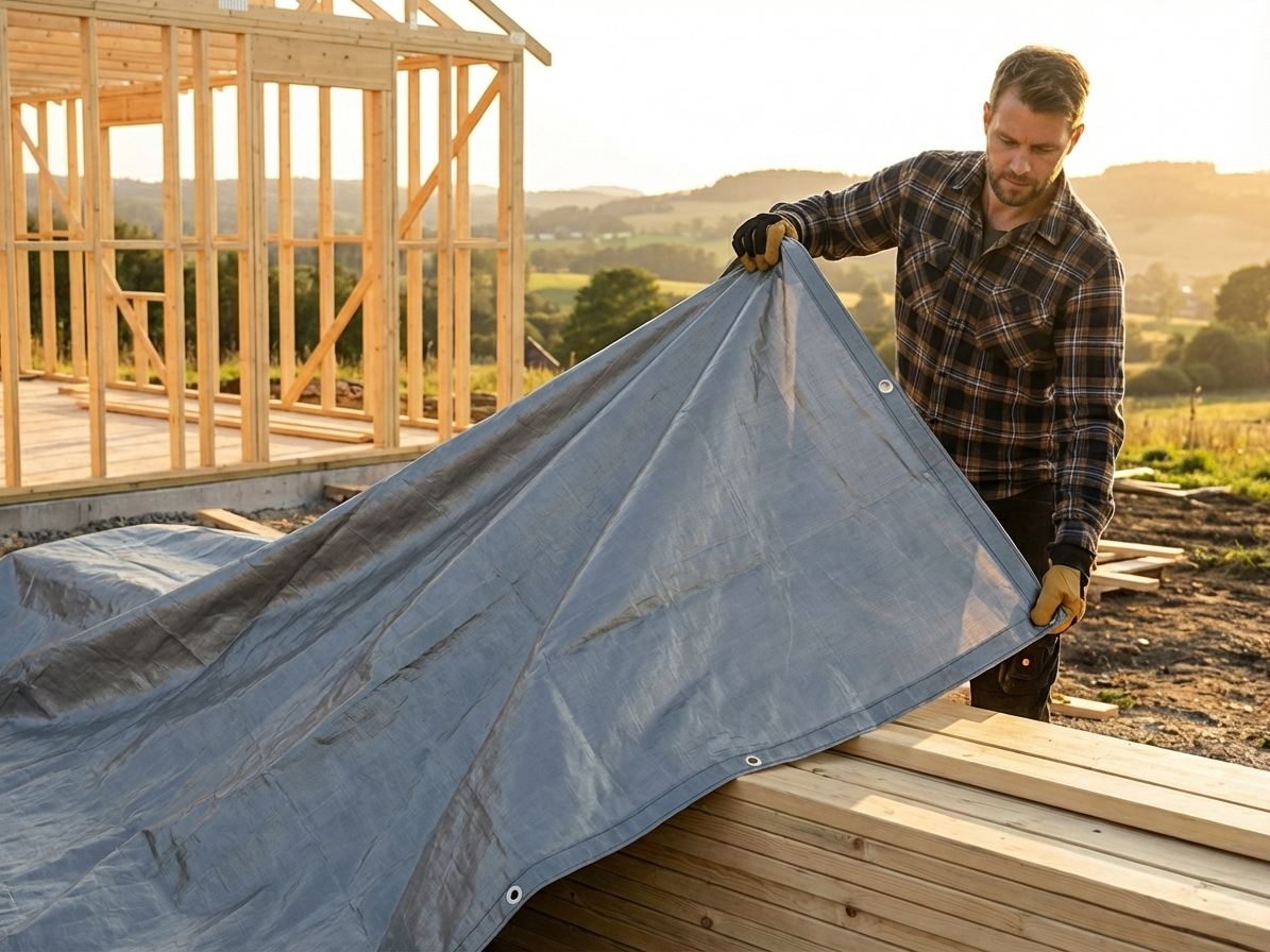 Grey tarpaulin 6x12 m, PE 300 g/m² for outdoor use - product detail
