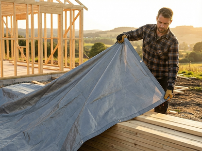 Grey tarpaulin 6x12 m, PE 300 g/m² for outdoor use - product detail