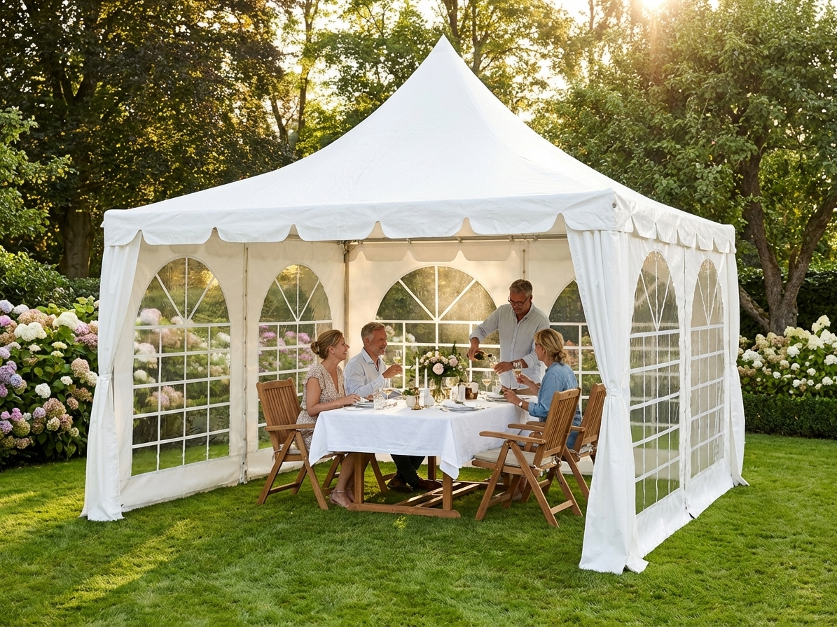 White 4x4 m Marquee Pagoda PVC Polyester - product detail