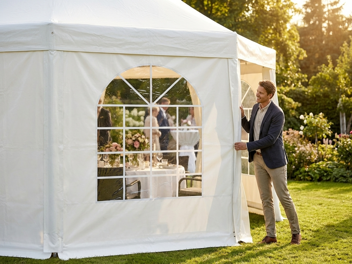 PVC sidewall with window for Pagoda tents in white - view 3