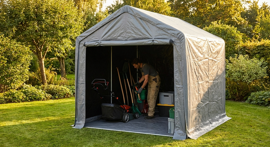 Grey storage tent 2.4x2.4x2 m for outdoor use - product detail
