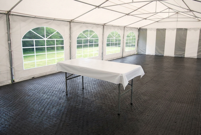 White polyester tablecloth, 152x76 cm, ideal for indoor and outdoor use - product detail
