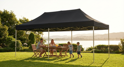 Pop up gazebo 4x6 m in black with aluminium frame, perfect for outdoor events