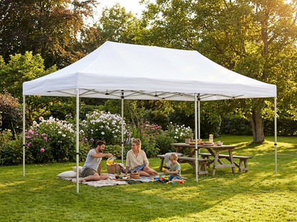 White pop-up gazebo 4x6 m with flame retardant fabric - product detail