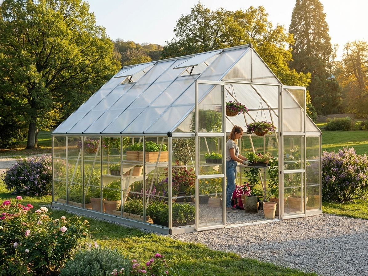 Polycarbonate greenhouse with aluminium frame, silver colour - view 3