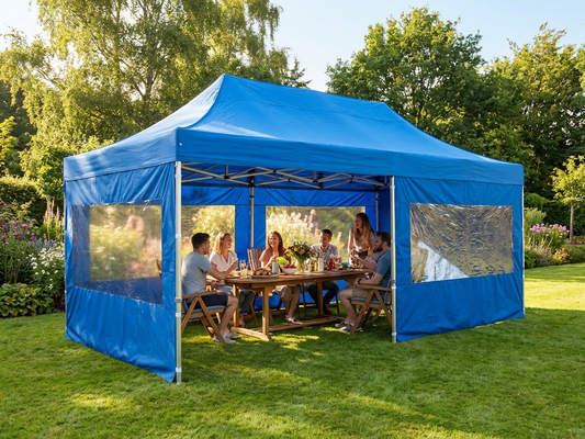 Blue pop up gazebo with aluminium frame, 4x8m size for outdoor use - product detail