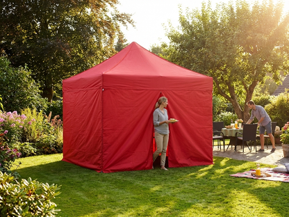 Red pop-up gazebo 3x3m with aluminium frame for outdoor events - view 3