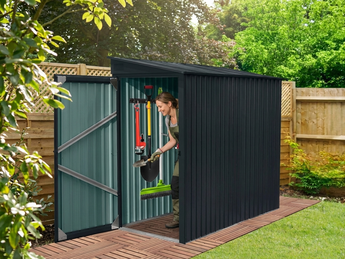 Anthracite garden shed with galvanised steel construction - product detail