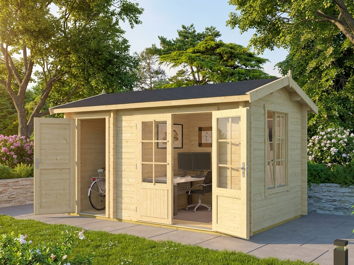 Wooden cabin made from natural Nordic Spruce, perfect for garden retreats