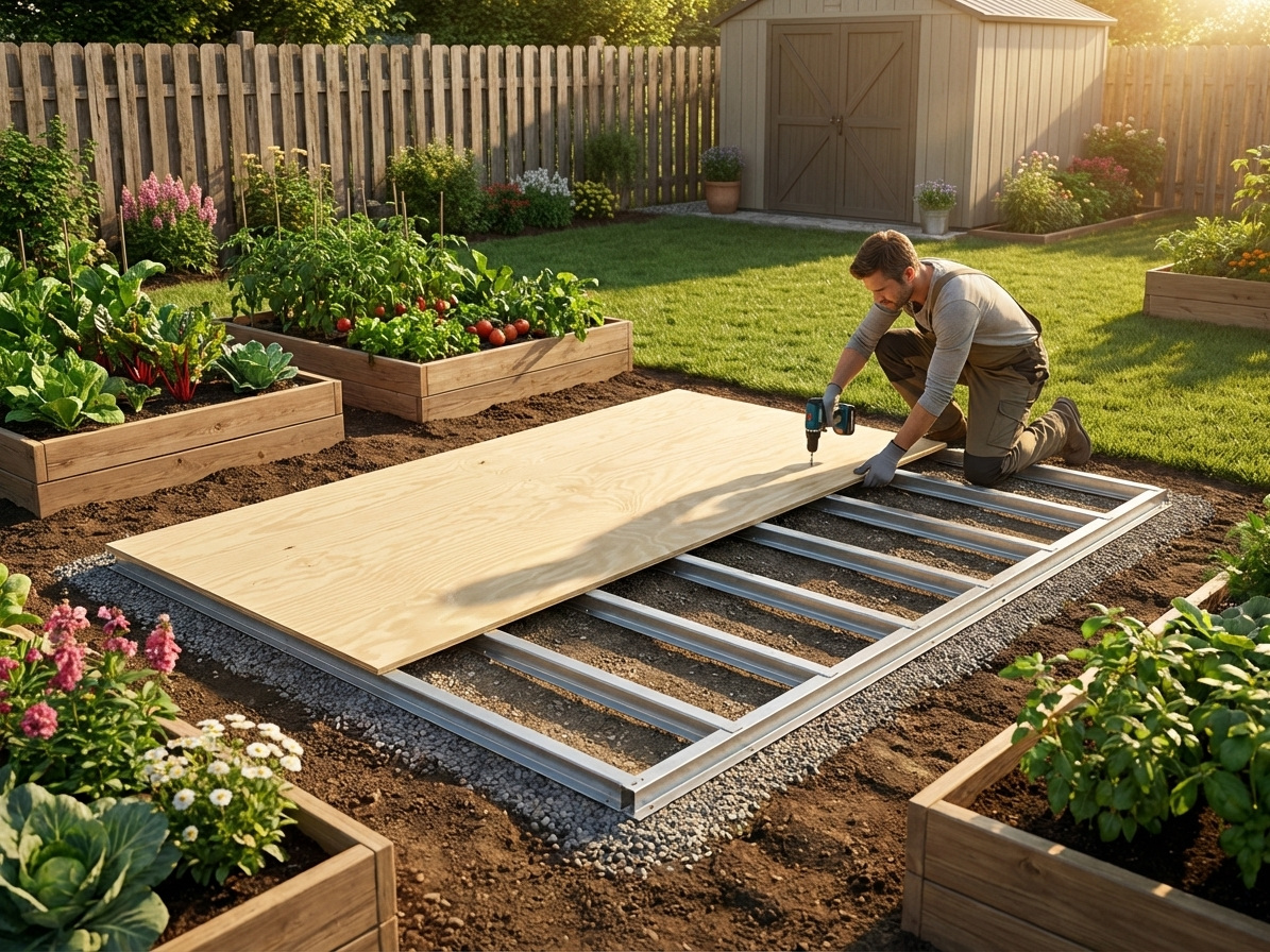 Garden Shed Floor Frame, silver, hot-dip galvanised steel, outdoor use