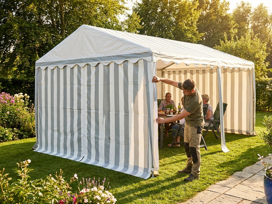 Marquee roof cover in white and grey, 3x6m, polyethylene tarpaulin
