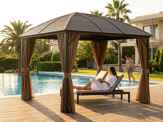 3x4m brown gazebo with aluminium and steel frame - product detail
