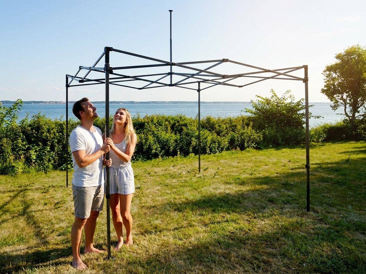 Steel Gazebo Frame in Anthracite for 4x4 m setup