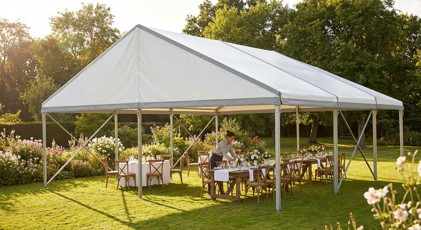 PVC Marquee Roof Cover 6x8 m White Grey for Event Shelter - view 3