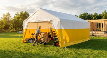 Storage work tent in white and yellow for industrial use - view 3
