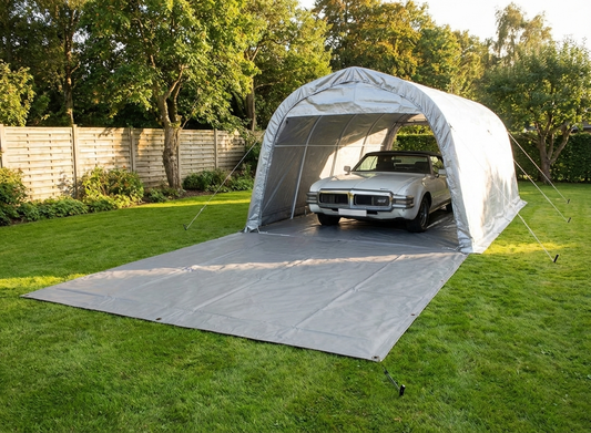 Grey PVC ground cover 3.76x7.2m for outdoor protection