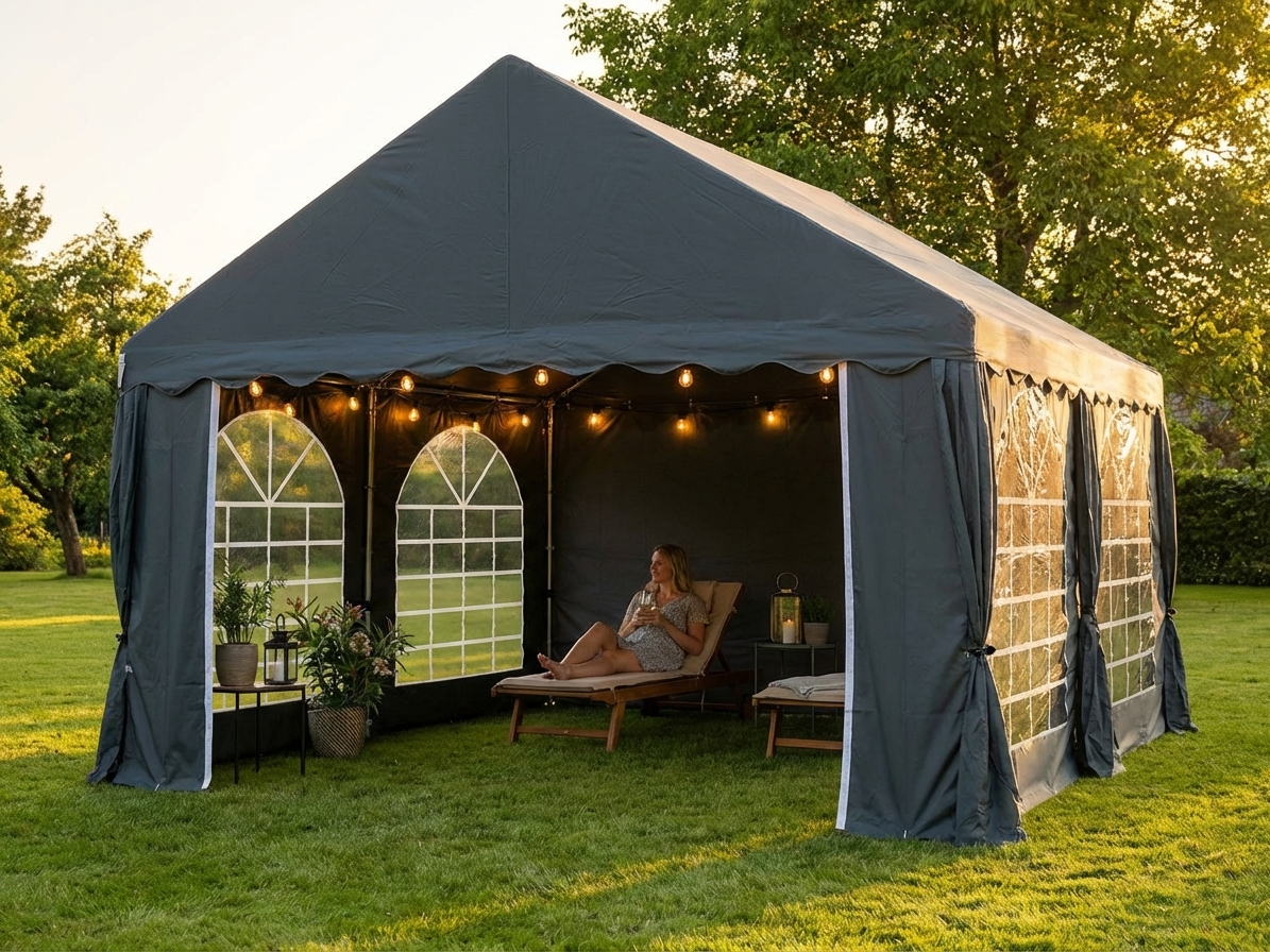 Dark grey marquee 4x4m for outdoor events