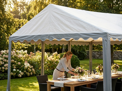 Marquee roof cover in white and grey for outdoor events