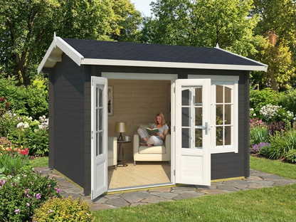 Wooden Cabin in Dark Grey - Nordic Spruce Garden Retreat - product detail