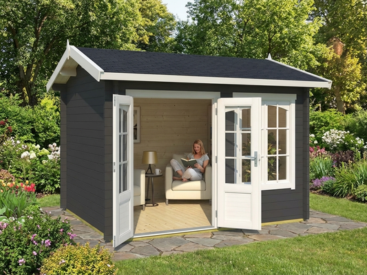 Wooden Cabin in Dark Grey - Nordic Spruce Garden Retreat - product detail
