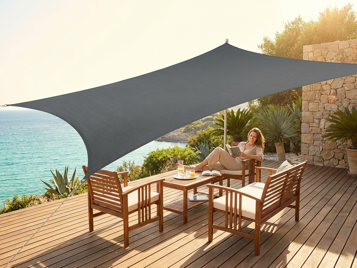 Anthracite sun shade sail 3x4m for outdoor use