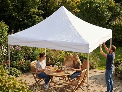 White gazebo roof cover 2x2 m made from polyester with PVC backing for outdoor use