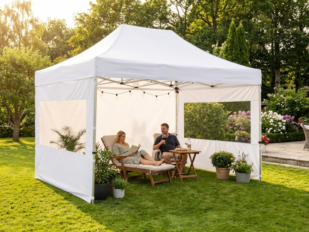 White pop-up gazebo with aluminium frame for outdoor events - view 3