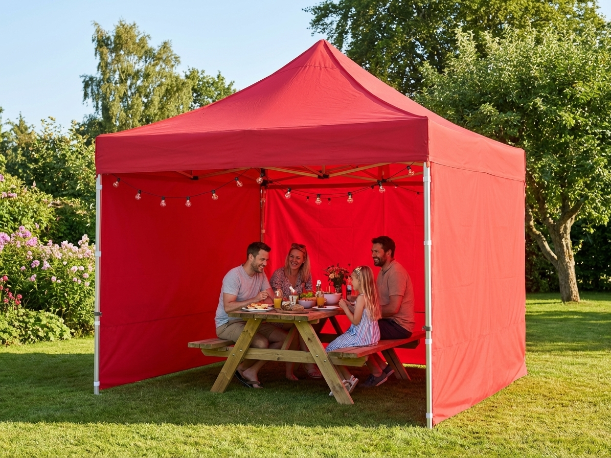 Red pop-up gazebo 4x4 metres with aluminium frame - product detail