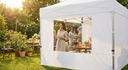 Sidewall with panorama window for FleXtents, 4m white - view 3