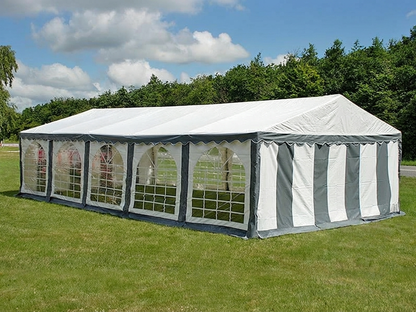 4x10m PVC Marquee in Grey/White with Galvanised Steel Frame - product detail