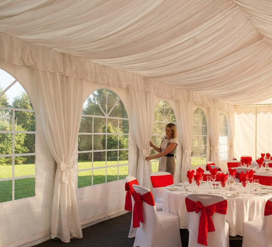 White marquee lining and leg curtain pack for 5x6m marquee