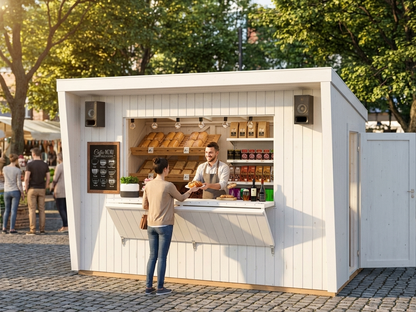 Wooden kiosk made from Nordic spruce in natural colour, ideal for commercial use - view 3