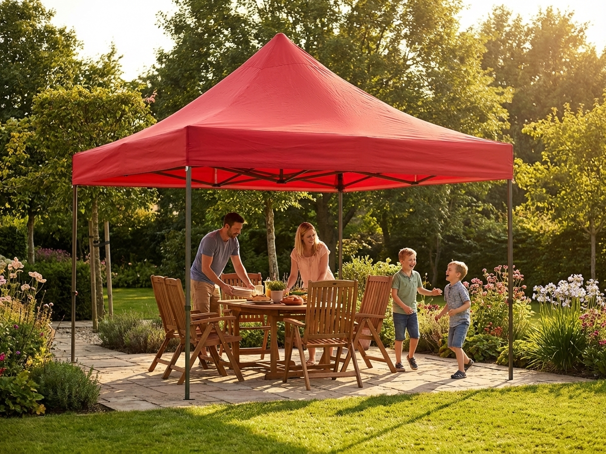 Red 4x4m gazebo roof cover made from PVC polyester for outdoor use - product detail