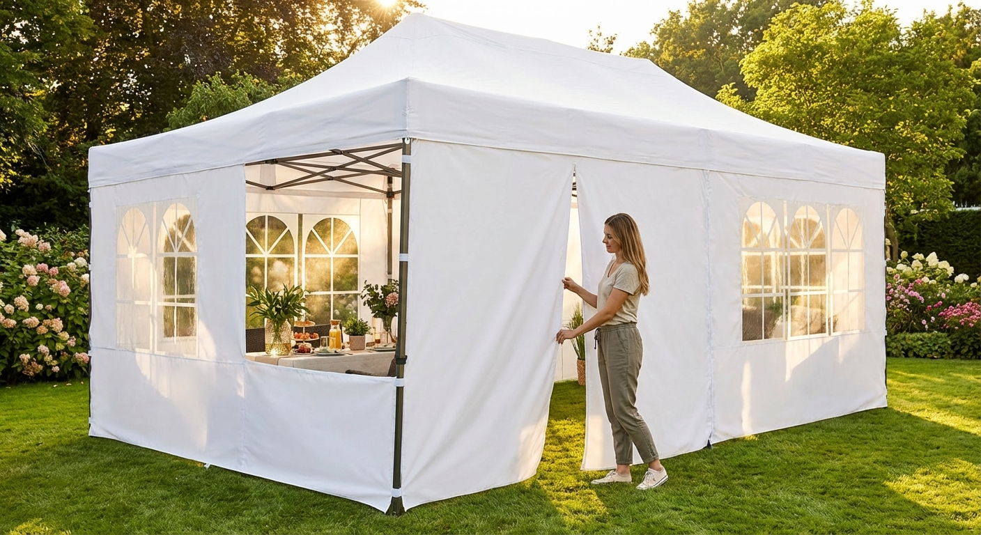 White pop up gazebo sidewall 4x6m for outdoor use - view 3