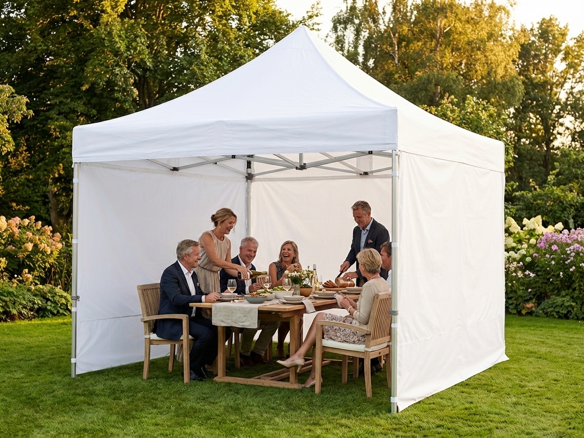White pop up gazebo with aluminium frame for outdoor use - product detail