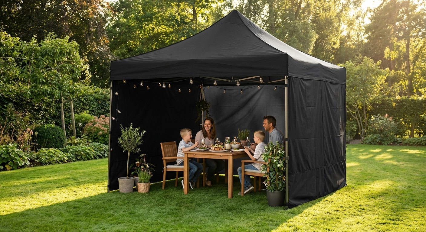 Pop up gazebo 3x3m black with aluminium frame - product detail