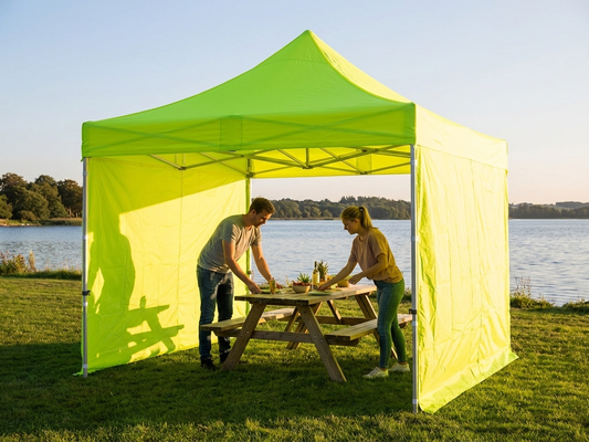 Pop up gazebo in neon yellow/green with steel frame - product detail